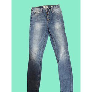 Lucky Brand Womens Bridgette Crop Button Fly Skinny Jeans Size 00/24 Denim